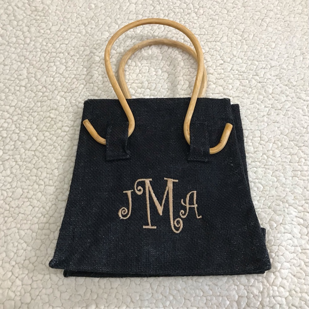 Girls Jma Jam Monogram Purse Handbag Tote Makeup Bag Carry All Nwot Wood Handle